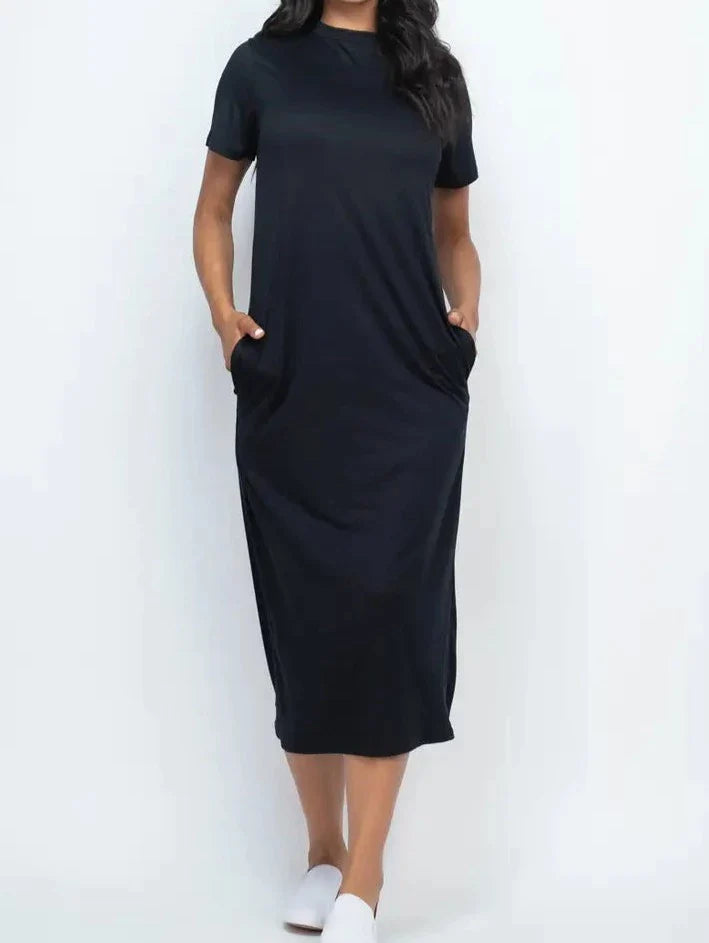 12 Tribes T-Shirt Midi Dress with Side Pockets