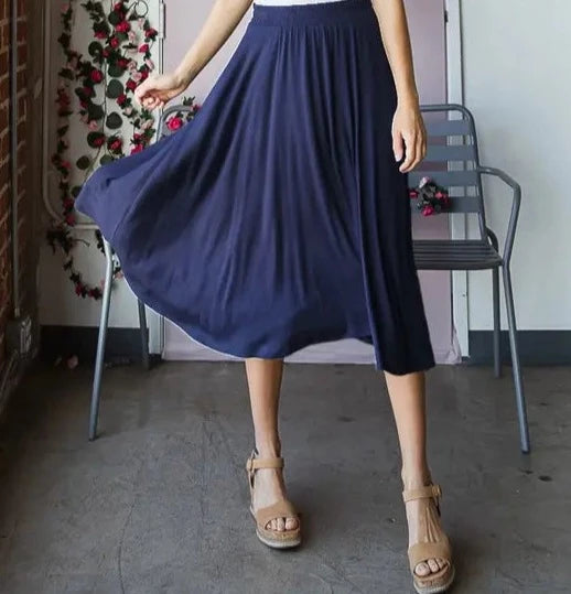 Plain Circle Midi Skirt with Pockets (4 Colors)