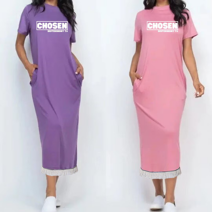 CHOSEN T-Shirt Midi Dress with Side Pockets