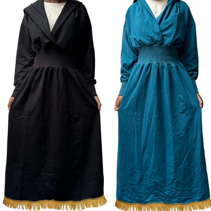 Ribbed Waist Hooded Maxi Dress