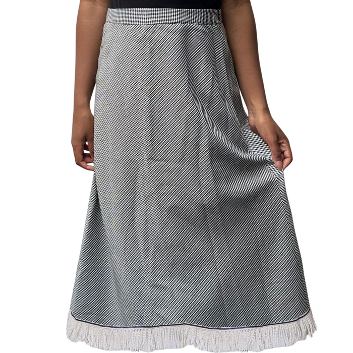 Houndstooth A-Line Midi Skirt