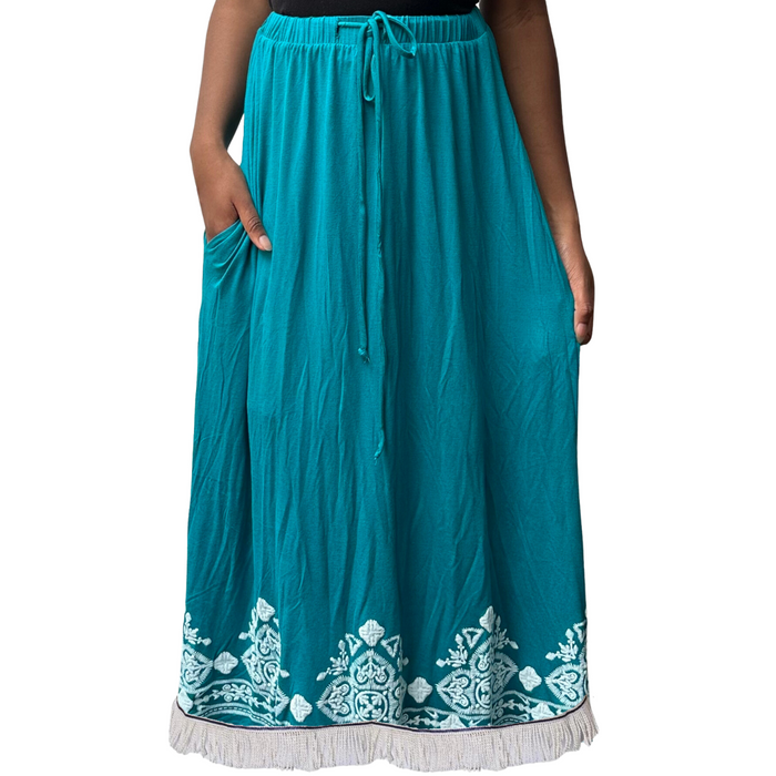 Damask Midi Skirt with Pockets (4 Colors)