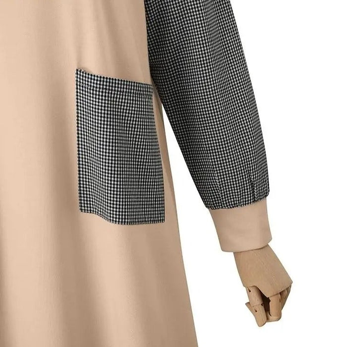 Patchwork Long Sleeve Maxi Dress