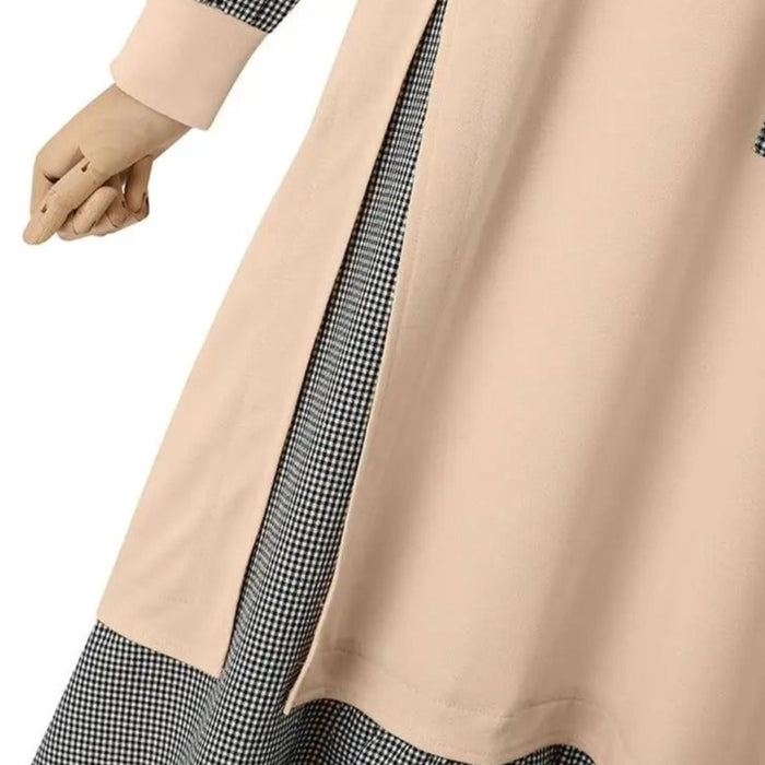 Patchwork Long Sleeve Maxi Dress