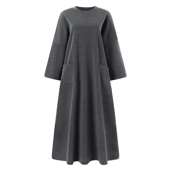 Dropped Shoulder Sweatshirt Dress with Pockets