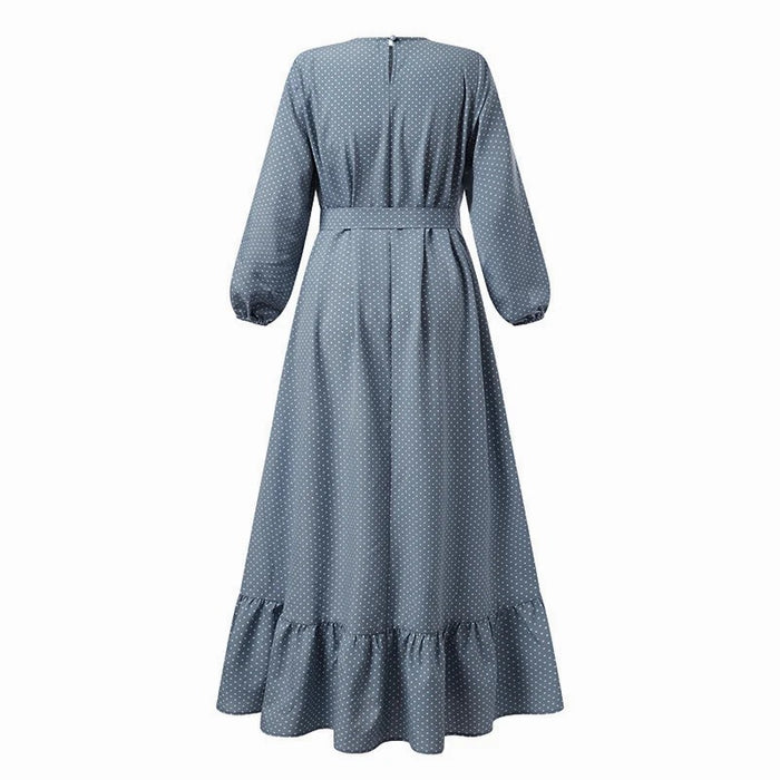 Ruffled Hem Polka Dot Maxi Dress