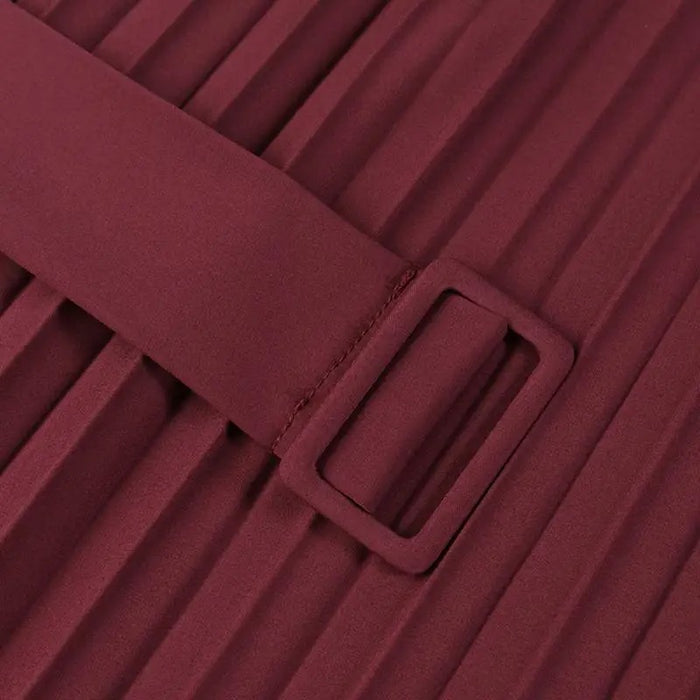 Pleated Maxi Dress with Belt