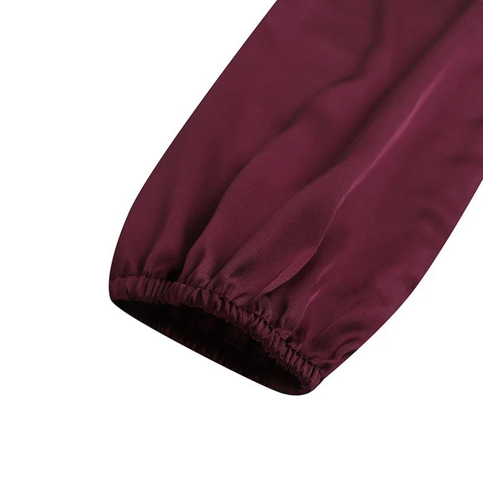 Satin Puff Sleeve Belted Maxi Dress