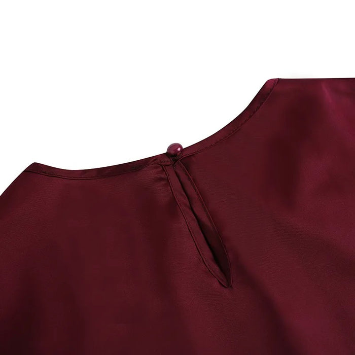 Satin Puff Sleeve Belted Maxi Dress