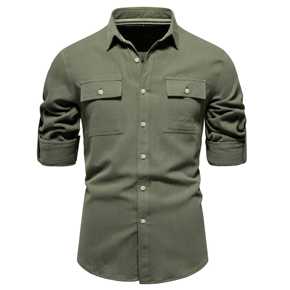Roll-Up Sleeve Cargo Shirt with Fringes - Free Worldwide Shipping- Sew Royal US