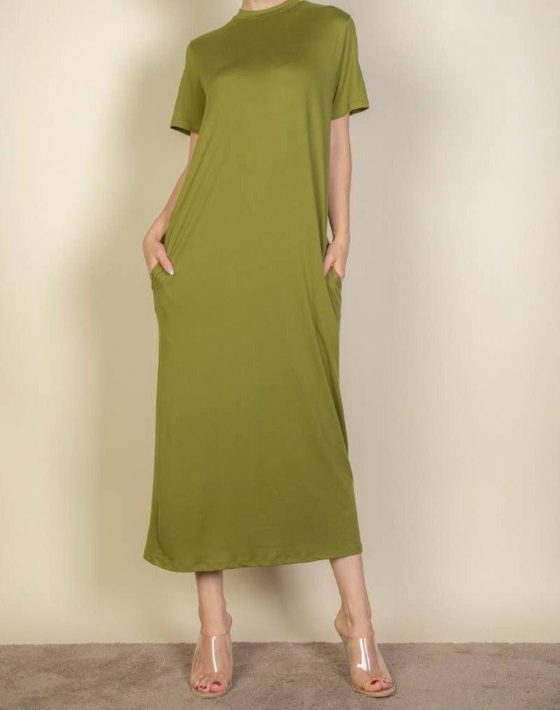 12 Tribes T-Shirt Midi Dress with Side Pockets