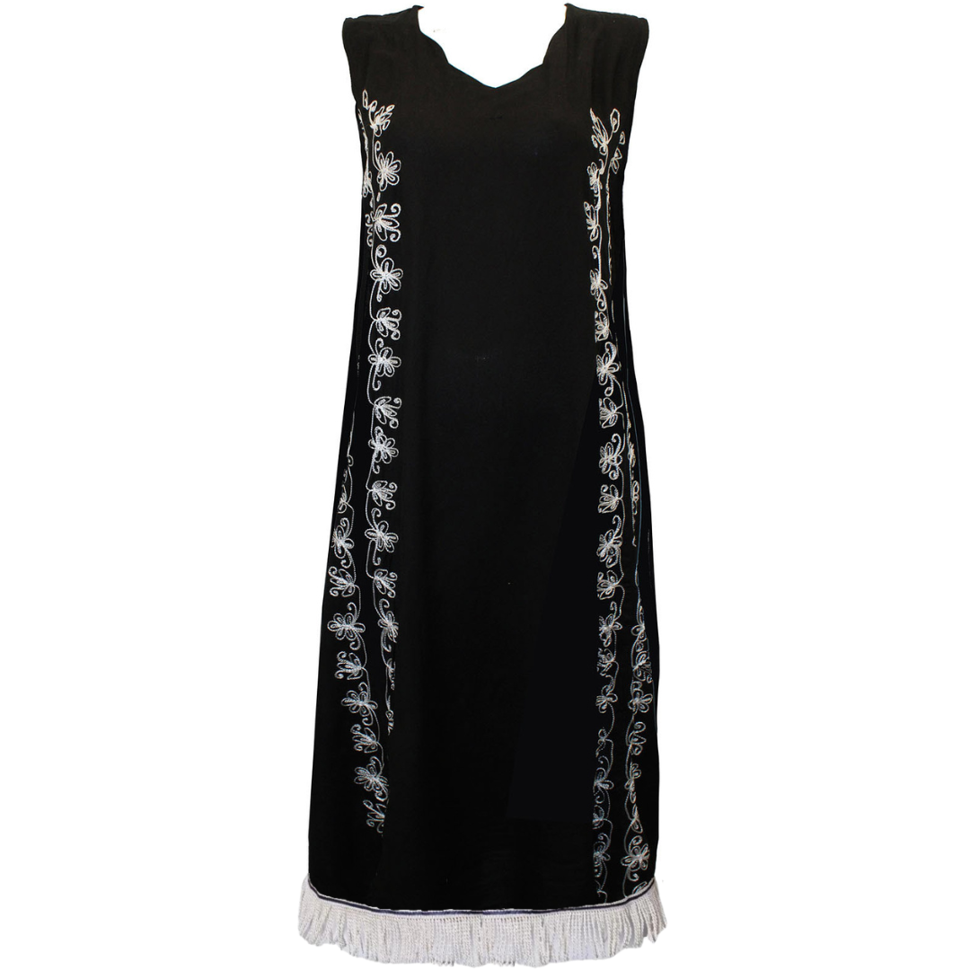 Black Embroidered V-Neck Maxi Dress