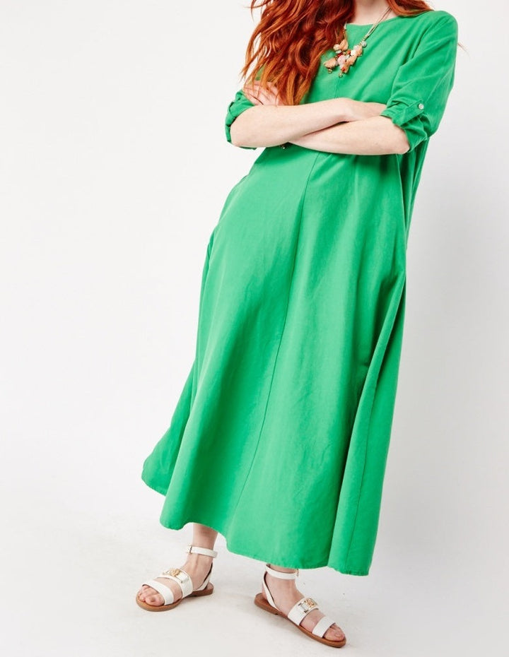 Long Sleeve Cotton Maxi Dress with Pockets