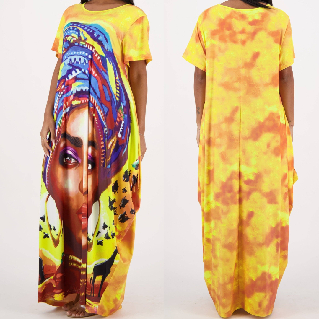 Israelite Woman Printed Maxi Dress With Pockets