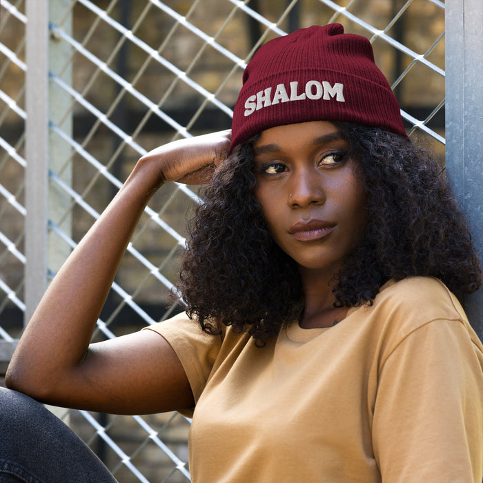 SHALOM Embroidered Organic Beanie