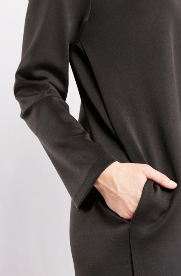 Long Sleeve Scuba Maxi Dress with Pockets
