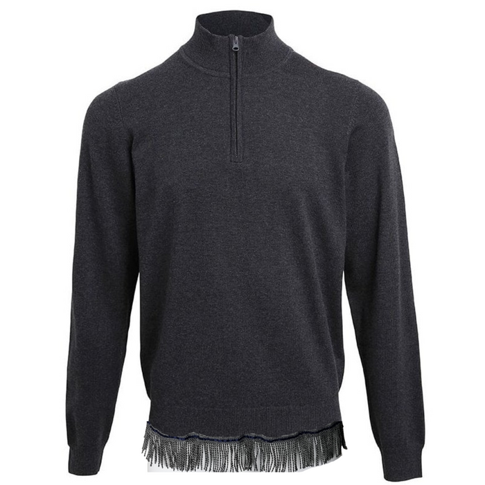 Men's ¼ Zip Knitted Sweater with Fringes