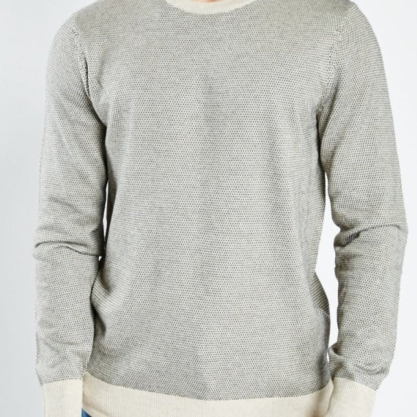 Men's Speckled Cotton Sweater with Fringes