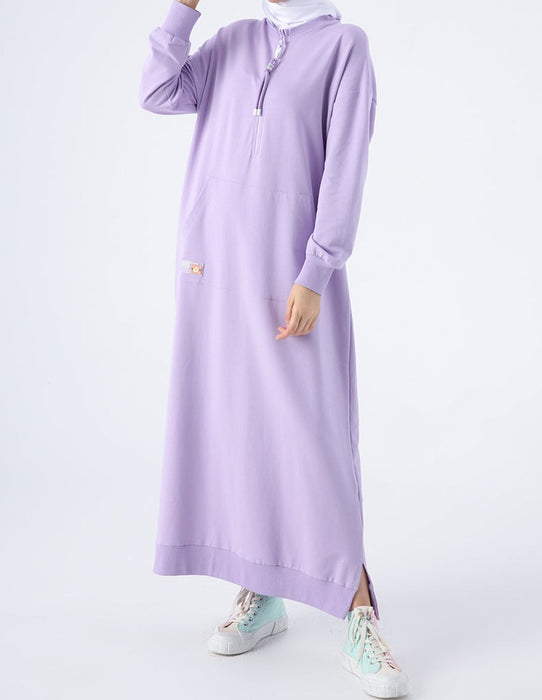 Zip-Neck Sweatshirt Maxi Dress