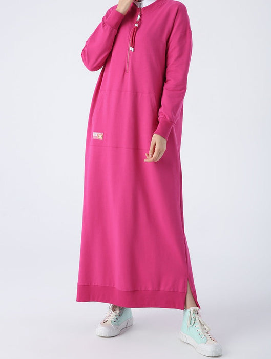 Zip-Neck Sweatshirt Maxi Dress