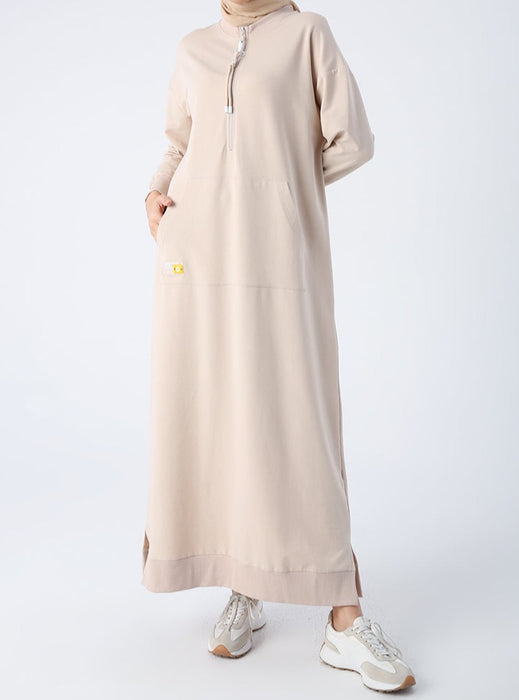 Zip-Neck Sweatshirt Maxi Dress