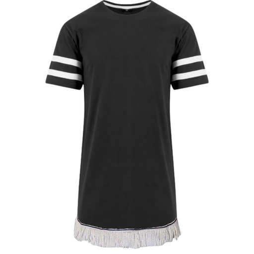 Short Sleeve Stripe Jersey T-Shirt with Fringes - Free Worldwide Shipping- Sew Royal US
