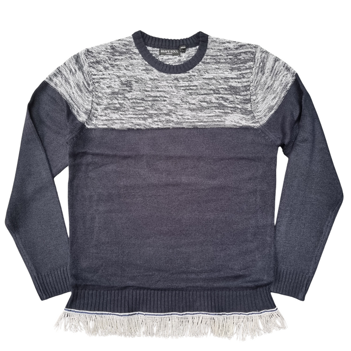 Contrast Panel Fringed Sweater - Free Worldwide Shipping- Sew Royal US