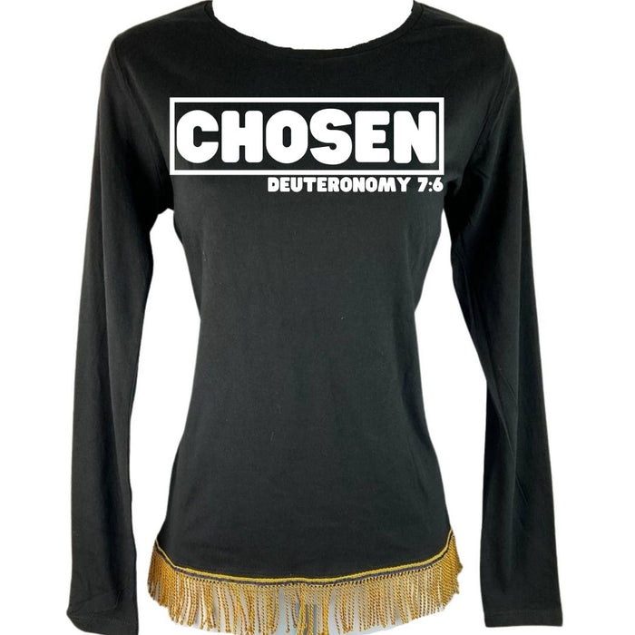 Women's Chosen Long Sleeve Fringed T-Shirt - Free Worldwide Shipping- Sew Royal US