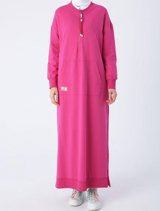 Zip-Neck Sweatshirt Maxi Dress