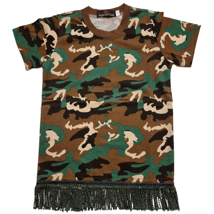 Boys Camo Fringed T-Shirt - Free Worldwide Shipping- Sew Royal US