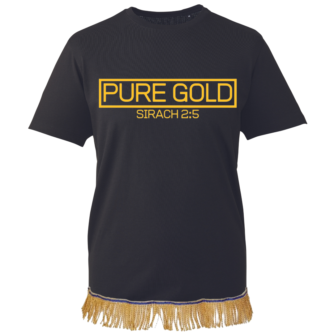Pure Gold Fringed T-Shirt - Free Worldwide Shipping- Sew Royal US