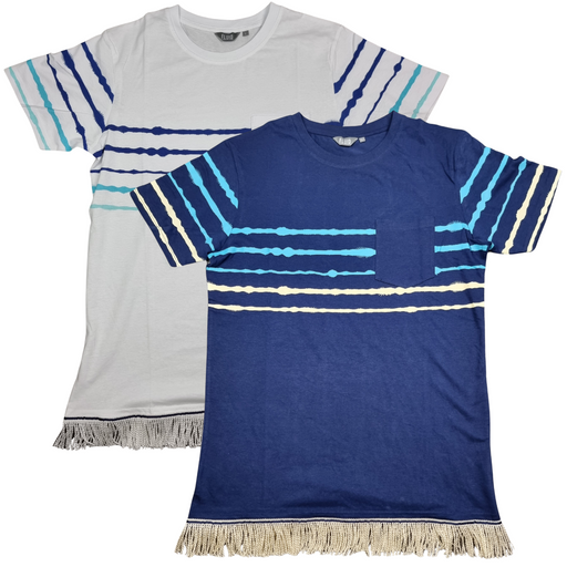 Men's Chest Stripe Fringed T-Shirt - Free Worldwide Shipping- Sew Royal US