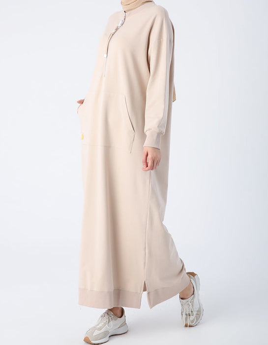 Zip-Neck Sweatshirt Maxi Dress