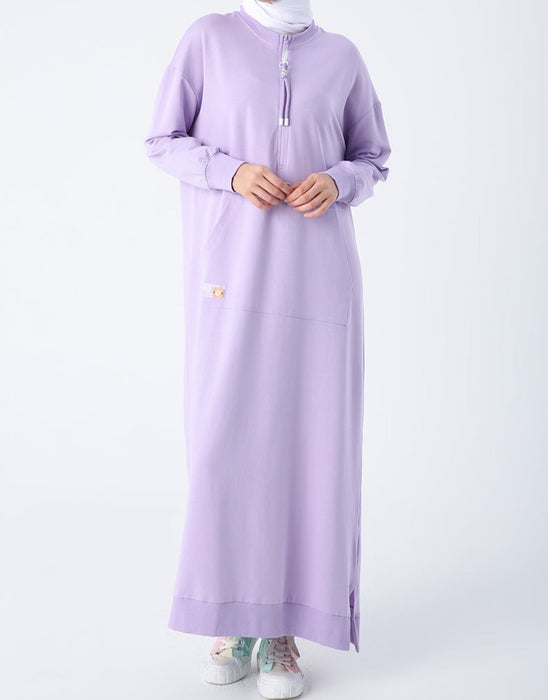 Zip-Neck Sweatshirt Maxi Dress