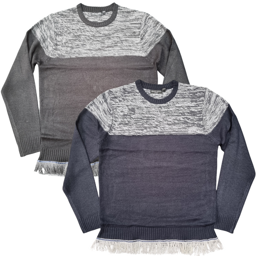 Contrast Panel Fringed Sweater - Free Worldwide Shipping- Sew Royal US