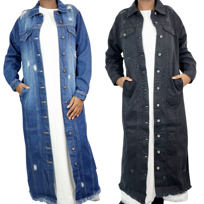 Women's Denim Maxi Jacket - Free Worldwide Shipping- Sew Royal US