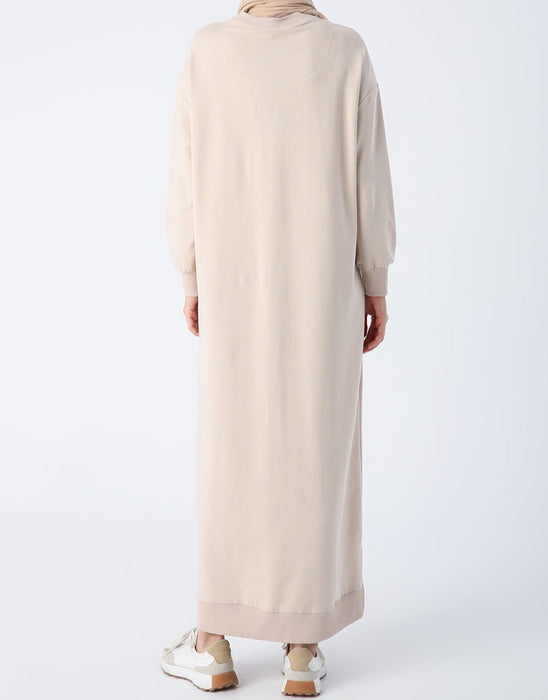 Zip-Neck Sweatshirt Maxi Dress