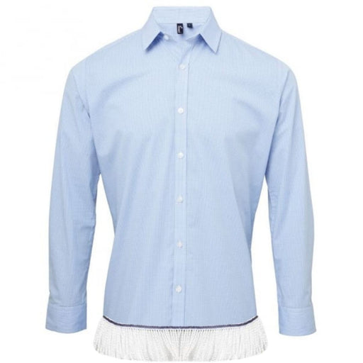 Men's Gingham Long Sleeve Fringed Shirt (4 Colors) - Free Worldwide Shipping- Sew Royal US