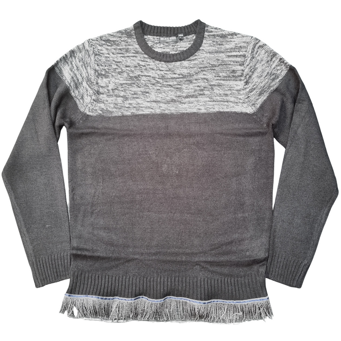 Contrast Panel Fringed Sweater - Free Worldwide Shipping- Sew Royal US