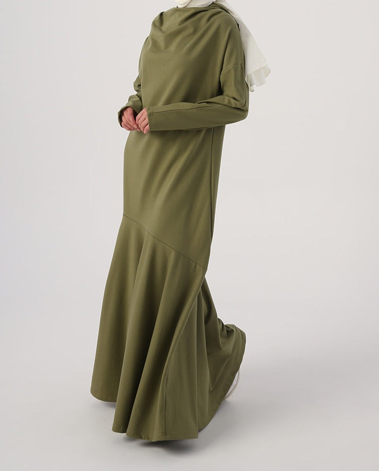 Cowl Neck Hooded Maxi Dress