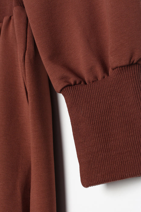 Ribbed Waist Hooded Maxi Dress