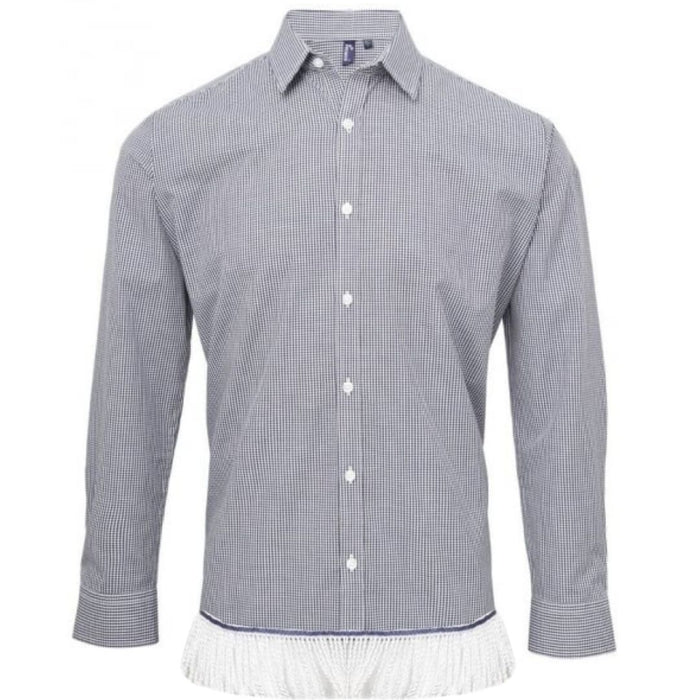 Men's Gingham Long Sleeve Fringed Shirt (4 Colors) - Free Worldwide Shipping- Sew Royal US