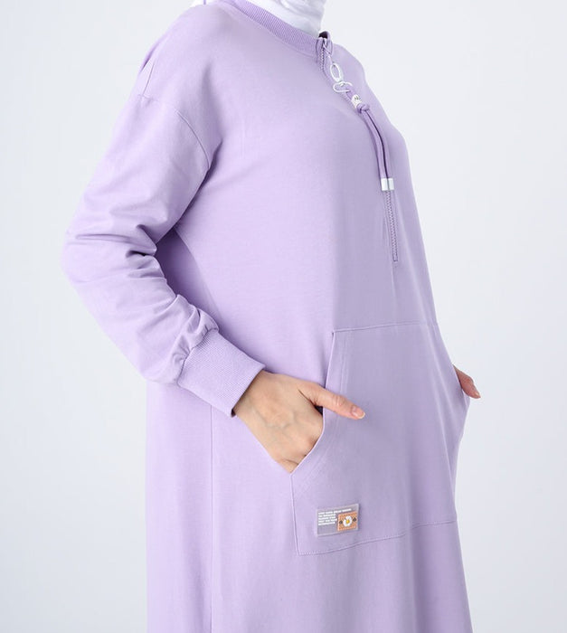 Zip-Neck Sweatshirt Maxi Dress