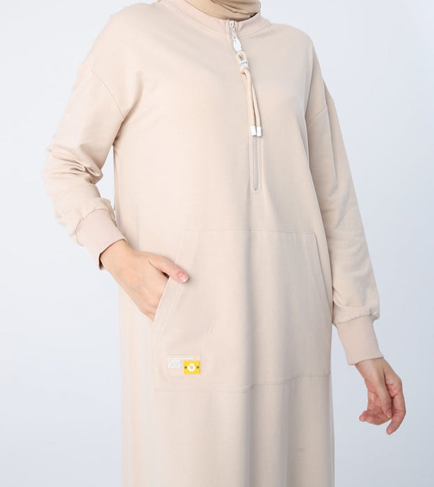 Zip-Neck Sweatshirt Maxi Dress