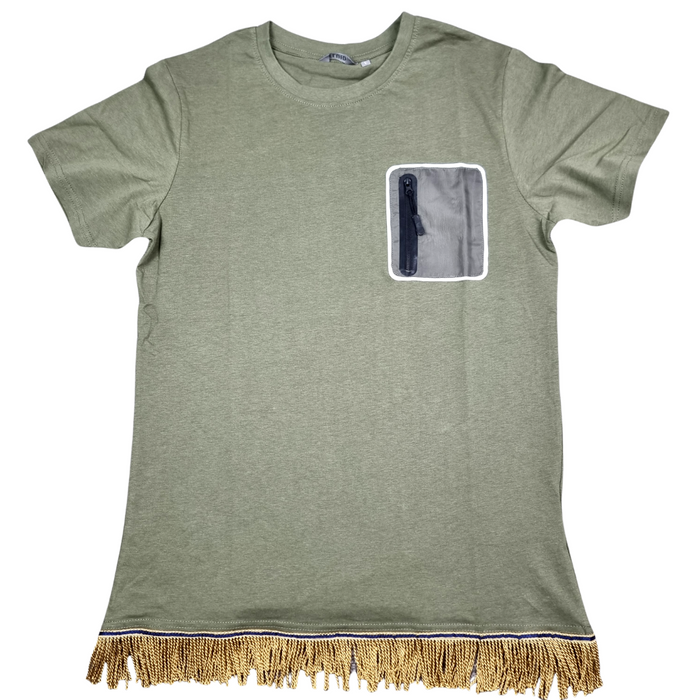 Men's Woven Pocket Fringed T-Shirt - Free Worldwide Shipping- Sew Royal US