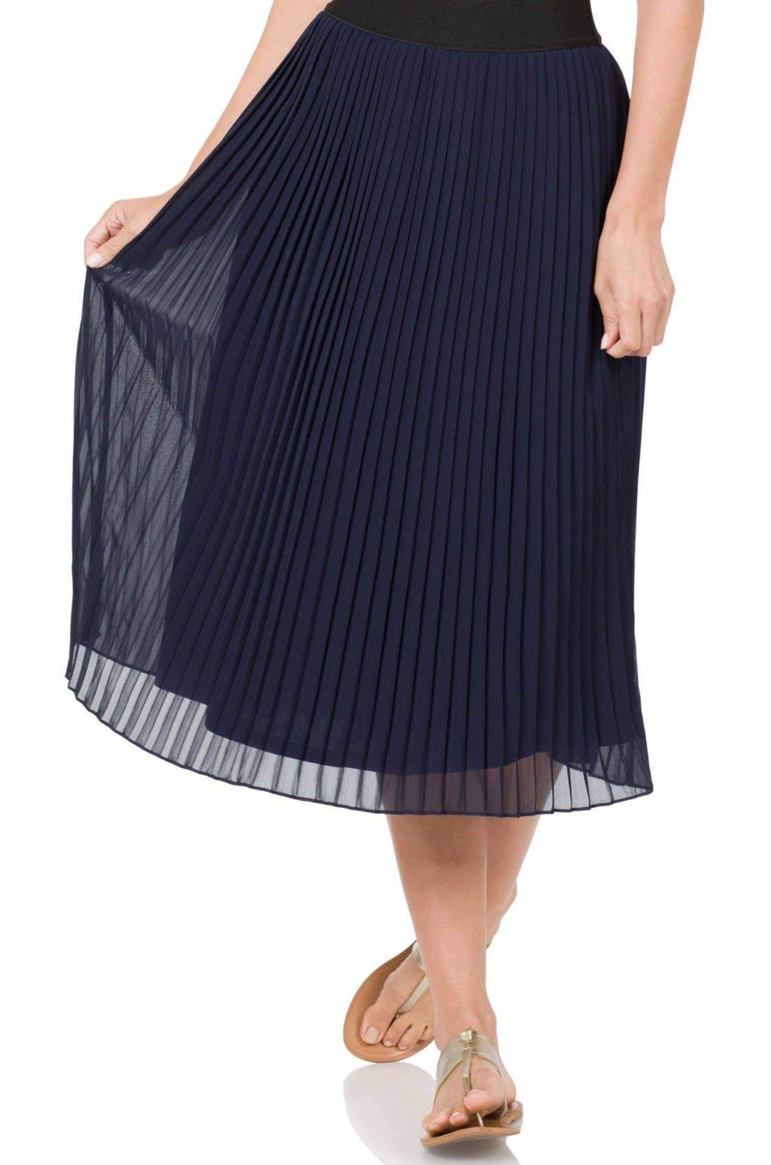 Chiffon Pleated Midi Skirt - Free Worldwide Shipping- Sew Royal US