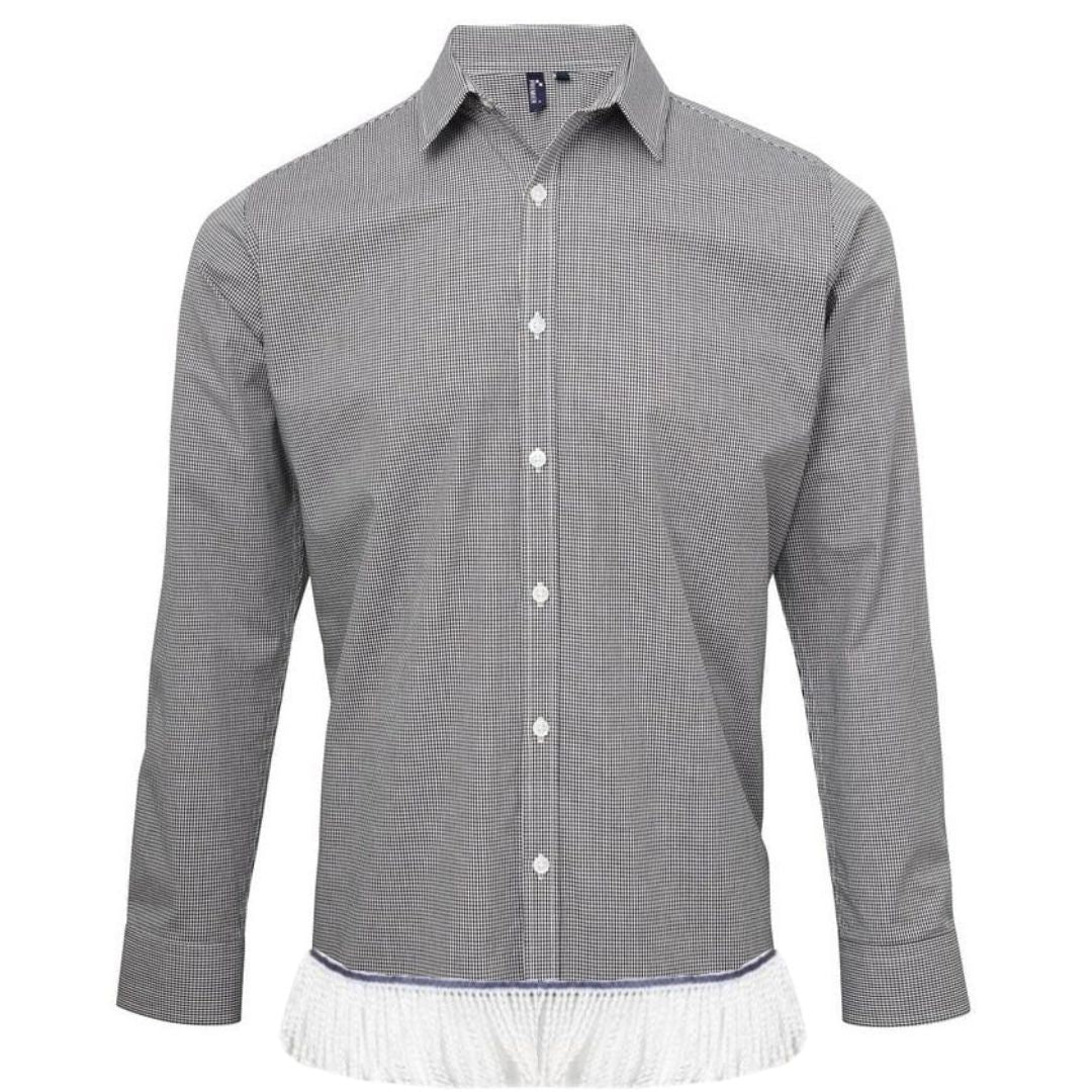 Men's Gingham Long Sleeve Fringed Shirt (4 Colors) - Free Worldwide Shipping- Sew Royal US