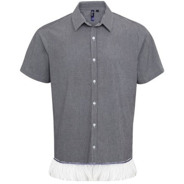 Men's Gingham Short Sleeve Fringed Shirt (4 Colors) - Free Worldwide Shipping- Sew Royal US