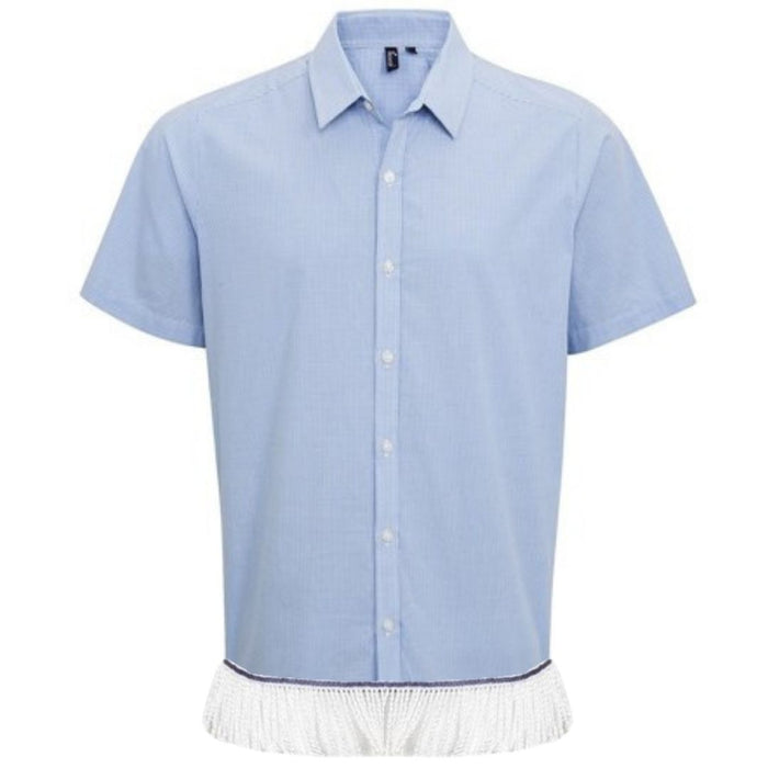 Men's Gingham Short Sleeve Fringed Shirt (4 Colors) - Free Worldwide Shipping- Sew Royal US