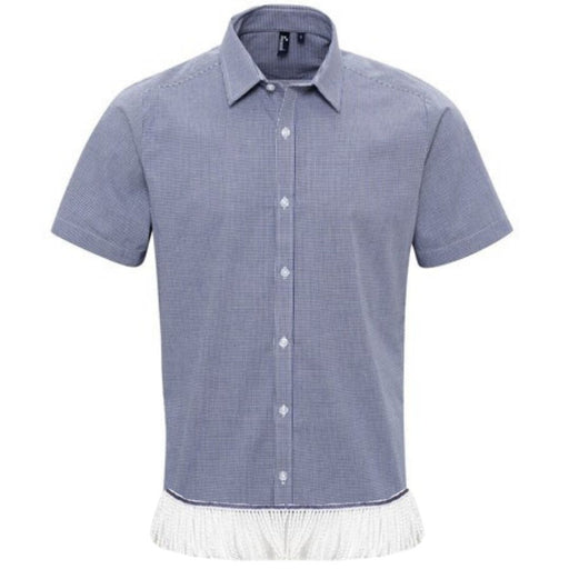 Men's Gingham Short Sleeve Fringed Shirt (4 Colors) - Free Worldwide Shipping- Sew Royal US